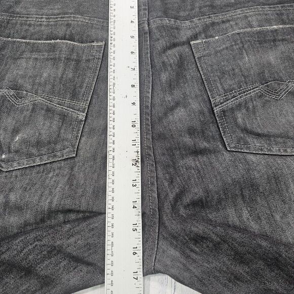 Free Planet MENS SIZE 44 Shorts Gray Denim Jeans Raw Hem Baggy - Picture 6 of 11